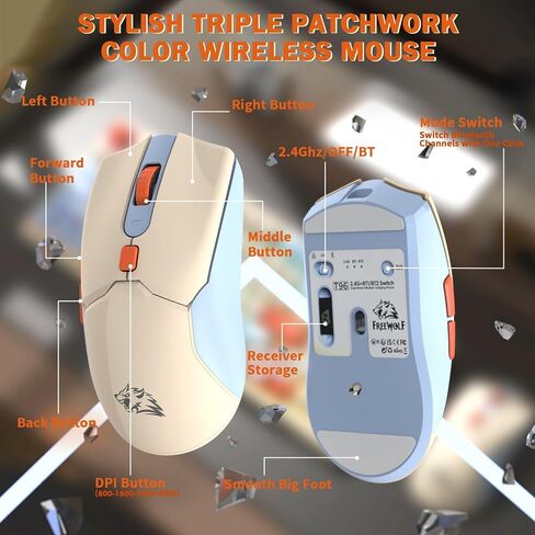 Ziyou Lang T96 لوحة مفاتيح ألعاب لاسلكية وسرد الماوس ، Bluetooth المزدوج/2.4G RGB لوحة مفاتيح الميكانيكية RGB مع عرض ذكي ومقبض ، 4000 DPI MOUSE MOUSE لجهاز الكمبيوتر المحمول MAC in Kuwait