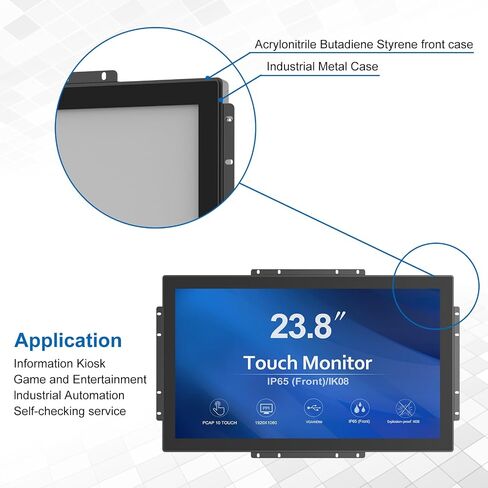 23.8 Inch 10 Points PCAP Open Frame Touch Screen LCD Display Monitors 1920x1080 Black with 1000 Nits Brightness in Saudi Arabia