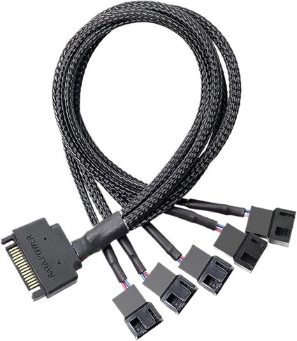 SATA to 3 Pin 4 Pin Fan Sleeved Power Splitter Cable Adapter,15Pin SATA to 1/2/3/4/5 TX3 / TX4 (PWM) 12V PC Case Cooler Y Cord(SATA x 2 Port) in Saudi Arabia