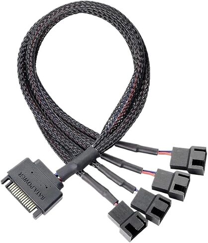 SATA to 3 Pin 4 Pin Fan Sleeved Power Splitter Cable Adapter,15Pin SATA to 1/2/3/4/5 TX3 / TX4 (PWM) 12V PC Case Cooler Y Cord(SATA x 2 Port) in Saudi Arabia