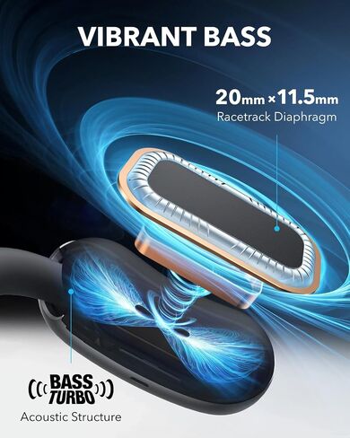 Soundcore Aerofit 2 من Anker ، سماعات الرأس المفتوحة ، 4 مواضع قابلة للتعديل لكل حجم الأذن ، باس أكثر ثراءً ، HI-RES ، 42 ساعة وقت ، IP55 ، مكالمات Clear Clear ، تترجمة أذن في الوقت الفعلي (متجدد) in Saudi Arabia