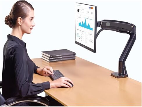 F100A Gas Spring Arm 22-35 Inch Screen Desktop Monitor Holder 360 Rotate 3-12kgs Monitor Mount Arm with USB 3.0 Port(Black) in Saudi Arabia