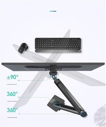 F100A Gas Spring Arm 22-35 Inch Screen Desktop Monitor Holder 360 Rotate 3-12kgs Monitor Mount Arm with USB 3.0 Port(White) in Saudi Arabia