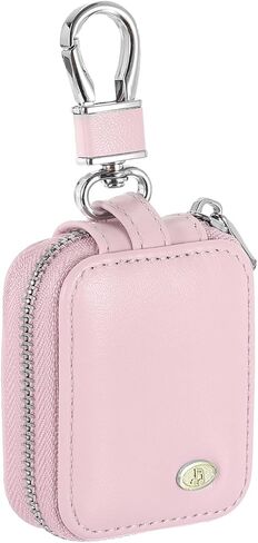 HARFINGTON Earbuds Cases, Earphone Case Holder, PU Leather Ear Buds Case Zipper Organizer Small with Mesh Pocket for USB Cable, Wireless Wired Earphones, Pink in Saudi Arabia