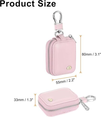 HARFINGTON Earbuds Cases, Earphone Case Holder, PU Leather Ear Buds Case Zipper Organizer Small with Mesh Pocket for USB Cable, Wireless Wired Earphones, Pink in Saudi Arabia