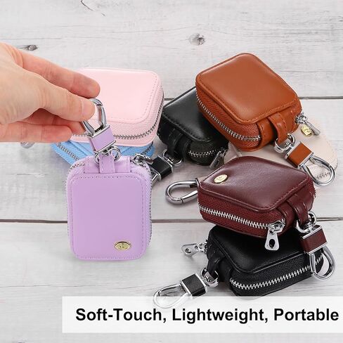 HARFINGTON Earbuds Cases, Earphone Case Holder, PU Leather Ear Buds Case Zipper Organizer Small with Mesh Pocket for USB Cable, Wireless Wired Earphones, Pink in Saudi Arabia