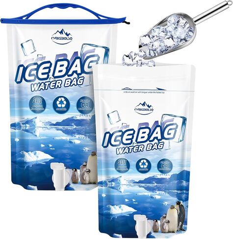 CamiceBolso Reusable Ice Bag 2.5lb Ice Cube Bag, Ice Bags for Cooler 2 Pack,Leakproof Collapsible Water Container Long Lasting Dry Freezer Packs for Camping Hiking. in Saudi Arabia