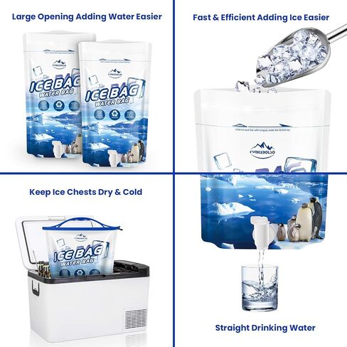 CamiceBolso Reusable Ice Bag 2.5lb Ice Cube Bag, Ice Bags for Cooler 2 Pack,Leakproof Collapsible Water Container Long Lasting Dry Freezer Packs for Camping Hiking. in Saudi Arabia