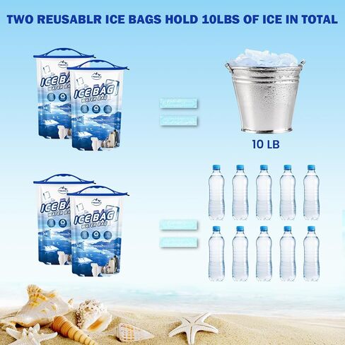 CamiceBolso Reusable Ice Bag 2.5lb Ice Cube Bag, Ice Bags for Cooler 2 Pack,Leakproof Collapsible Water Container Long Lasting Dry Freezer Packs for Camping Hiking. in Saudi Arabia