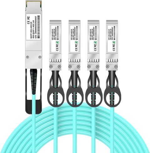 Buaco QSFP to 4 SFP AOC Breakout Active Optical Cable 3Meter/9.8ft - Compatible with Cisco QSFP-4X10G-AOC3M AOC High-Speed Cable, 40GBASE Fiber Stacking Cable in Kuwait