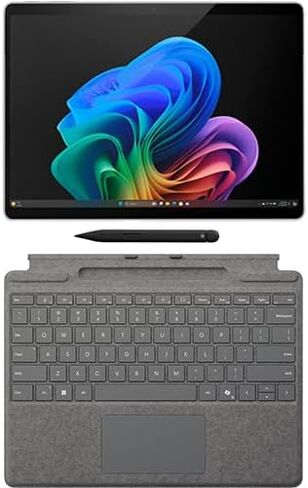 Microsoft Surface Pro Copilot+ PC Touchscreen 13" LCD Snapdragon X Plus Processor 16GB RAM 256GB SSD (11th Edition) Platinum & Surface Pro Keyboard (Keyboard with Pen, Sapphire) in Saudi Arabia