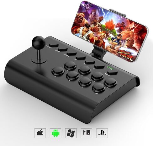 عصا التحكم arVin Arcade Fight Stick للتبديل، PS4، PS3، جهاز التحكم في Arcade Rocker لأجهزة iPhone iPad Android Tablet مع Turbo، Marco Programming، حامل هاتف للمحاكيات / الألعاب السحابية / NeoGeo mini in Kuwait