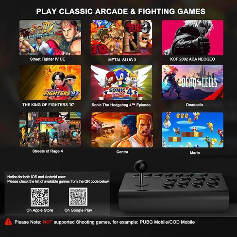 عصا التحكم arVin Arcade Fight Stick للتبديل، PS4، PS3، جهاز التحكم في Arcade Rocker لأجهزة iPhone iPad Android Tablet مع Turbo، Marco Programming، حامل هاتف للمحاكيات / الألعاب السحابية / NeoGeo mini in Kuwait