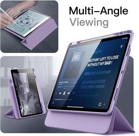 JETech Magnetic Detachable Case for iPad Air 13-Inch M3/M2 (2025/2024) with Pencil Holder, Removable Rotating Clear Cover, Portrait/Landscape Stand with Raised Screen View (Purple) in Saudi Arabia