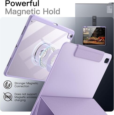 JETech Magnetic Detachable Case for iPad Air 13-Inch M3/M2 (2025/2024) with Pencil Holder, Removable Rotating Clear Cover, Portrait/Landscape Stand with Raised Screen View (Purple) in Saudi Arabia