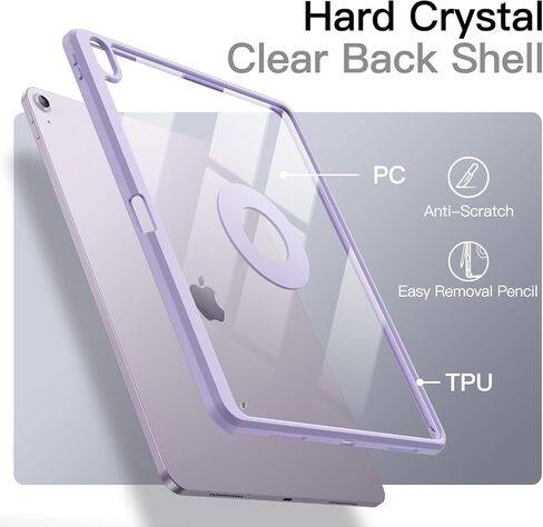 JETech Magnetic Detachable Case for iPad Air 13-Inch M3/M2 (2025/2024) with Pencil Holder, Removable Rotating Clear Cover, Portrait/Landscape Stand with Raised Screen View (Purple) in Saudi Arabia
