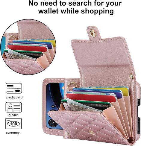 ل Motorola Razr 2024 محفظة مع حامل البطاقة ، جلد Crossbody مع حظر RFID قابلة للانفصال حبل الوجه المغناطيسي لـ Motorola Razr 2024 (أسود) in Kuwait