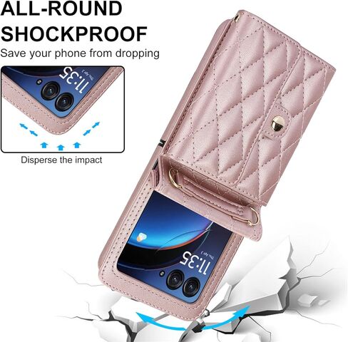 ل Motorola Razr 2024 محفظة مع حامل البطاقة ، جلد Crossbody مع حظر RFID قابلة للانفصال حبل الوجه المغناطيسي لـ Motorola Razr 2024 (أسود) in Kuwait