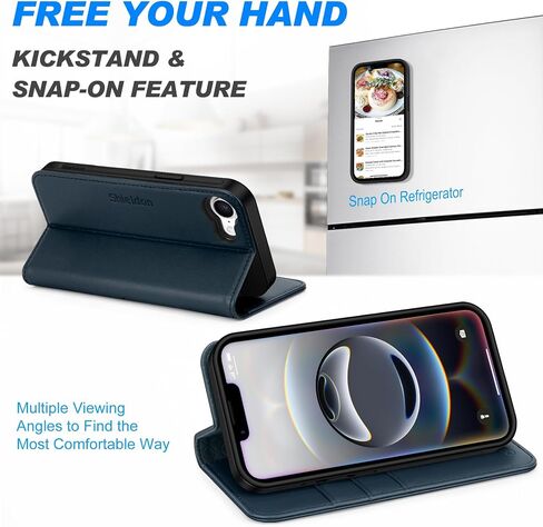 SHIELDON Case for iPhone 16e 6.1", Genuine Leather Removable Folio Wallet Magnetic Wireless Charging RFID Blocking Card Holder Kickstand Shockproof Compatible with iPhone 16e 2025 - Retro Coffee in Kuwait