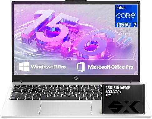 HP 2025 تم تحديثه 15.6 "250 G10 FHD Business Sliver Laptop ، Intel Core I7-1355U (64GB RAM | 2TB SSD) ، لوحة مفاتيح رقمية ، كاميرا ويب ، Windows 11 Pro ، MS Office Pro ، WiFi 6 & Bluetooth مع SXK Excessory Kit in Kuwait