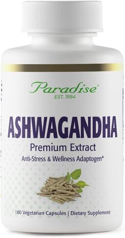 Paradise Herbs Organic Ashwagandha, Ayurvedic Adaptogen, Vegan, Non GMO, Gluten Free, 60 Vegetarian Capsules in Saudi Arabia