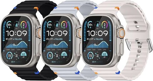 3 حزمة رياضية الفرقة متوافقة مع Apple Watch Ultra 2 Bands 49mm 46mm 45mm 44mm 42mm 41mm 40mm 38mm Men Women ، حزام سيليكون ناعم مقاوم للماء لـ Iwatch Series 10 9 8 7 6 5 4 3 Se 2nd Ultra in Kuwait