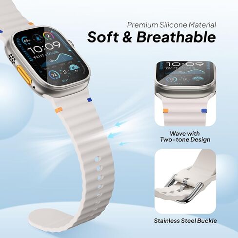 3 حزمة رياضية الفرقة متوافقة مع Apple Watch Ultra 2 Bands 49mm 46mm 45mm 44mm 42mm 41mm 40mm 38mm Men Women ، حزام سيليكون ناعم مقاوم للماء لـ Iwatch Series 10 9 8 7 6 5 4 3 Se 2nd Ultra in Kuwait