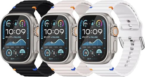 3 Pack Sport Band Compatible with Apple Watch Ultra 2 Bands 49mm 46mm 45mm 44mm 42mm 41mm 40mm 38mm Men Women, Waterproof Soft Silicone Strap for iWatch Series 10 9 8 7 6 5 4 3 SE 2nd Ultra in Kuwait