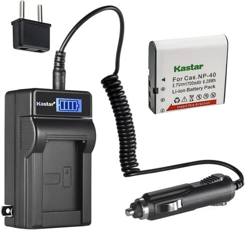 Kastar 1-Pack CNP-40 Battery and LCD AC Charger Compatible with DXG DXG-556V HD, DXG-566V, DXG-566V HD, DXG-580V, Easypix DVX-1035, DVX1035, Genius G-Shot HD550T, G-Shot HD55, G-Shot HD580T in Saudi Arabia