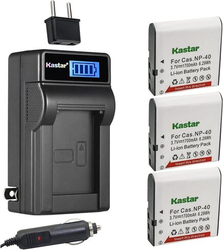 Kastar 1-Pack CNP-40 Battery and LCD AC Charger Compatible with DXG DXG-556V HD, DXG-566V, DXG-566V HD, DXG-580V, Easypix DVX-1035, DVX1035, Genius G-Shot HD550T, G-Shot HD55, G-Shot HD580T in Saudi Arabia