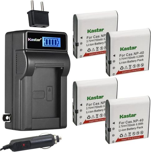 Kastar 1-Pack CNP-40 Battery and LCD AC Charger Compatible with DXG DXG-556V HD, DXG-566V, DXG-566V HD, DXG-580V, Easypix DVX-1035, DVX1035, Genius G-Shot HD550T, G-Shot HD55, G-Shot HD580T in Saudi Arabia