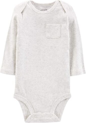 Simple Joys by Carter's Unisex Babies' Long-Sleeve Bodysuit, Pack of 5, Grey/White, 6-9 Months in Saudi Arabia