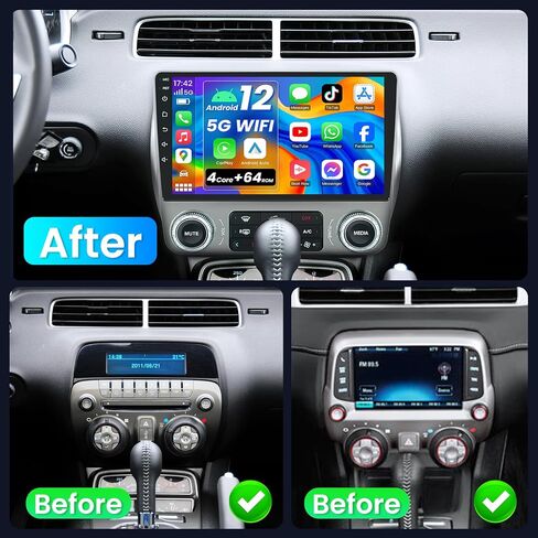 4Core + 64GB Car Radio for Chevrolet Chevy Camaro 2010-2015: 9 Inch 1280 * 800 HD IPS Touchscreen Backup Camera GPS Navigation FM 5G WiFi Wireless Carplay Andriod Auto SWC in Saudi Arabia