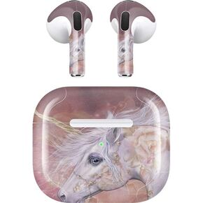 Skinit Decal Audio Skin Compatible with Apple AirPods (3rd Gen, 2021) - Tate and Co. Licorne Florale Rose Unicorn Design