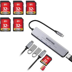 [SD/microSD Card Reader] GIGASTONE 7-in-1 USB C Hub 4K HDMI PD 100W Thunderbolt Docking Station
