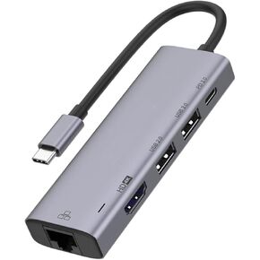 HDMI TV Adapter for Compatible with Samsung Galaxy Tab S7/S8/S9 11" Tablets - 5-in-1 USB-C Hub RJ45 Ethernet Type-C PD Audio Video Projector Converter X6G