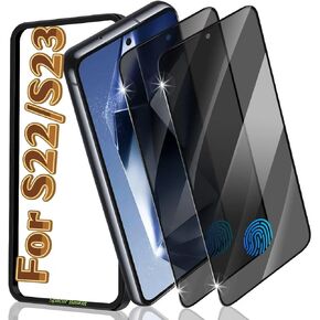 2 Pack Galaxy S22/S23 Anti spy Privacy Screen Protector, 9H Tempered Glass,Anti-Glare Anti-Scratch, Smooth and Responsive Absolute, No Bubbles, High Definition Clear, With Installation Frame