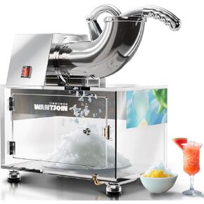 Electric Ice Crusher and Shaver Machine, 440 lbs/hr Snow Cone Ice Maker with 200W Motor, Stainless Steel Blade, Large Capacity, for Home and Commercial Use