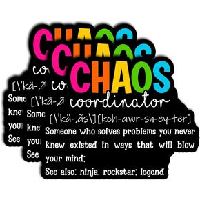 (3Pcs) Chaos Coordinator Vinyl Sticker Set – Funny Inspirational Stickers for Laptops, Water Bottles, Planners, Notebooks – Durable Waterproof Stickers for Teachers, Moms, Office Workers 3"x2.3"