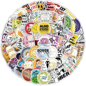 107Pcs Sober Stickers, Vinyl Sobriety Stickers Decals for Laptop Water Bottle Bumper Luggage Computer Skateboard, Recovery Gifts, Birthdays Halloween Christmas Party Supplies Gifts