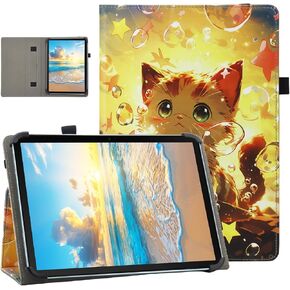 Universal 10 10.1 Inch Android Tablet Case, Nannxiebky Slim Folding Stand Folio Pattern Case Cover with Hand Strap for 10 10.1 Inch and All 9.5" - 11" Tablet, Plum Blossom