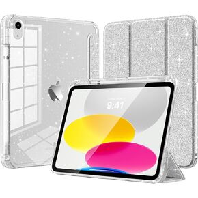 TiMOVO Case for iPad (A16) 11th Generation 11 Inch 2025, iPad 10th Generation Case 10.9 Inch 2022, Glitter TPU Cover with Shiny Clear Back Shell & Pencil Holder,Auto Wake/Sleep,Glitter Watermelon Pink