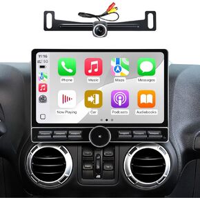 for Jeep Wrangler JK Radio 2007-2018,Dodge Ram1500 Car Stereo 2009-2012 |Wireless CarPlay Android Auto| Single Knob Keybutton Touch Screen| Android 13.0| AM/FM |Steering Wheel Control