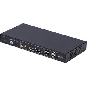 StarTech.com 2-Port Dual-Monitor DisplayPort KVM Switch with Dual View Video Matrix, 4K 60Hz, 4X USB Hub Ports, TAA Compliant
