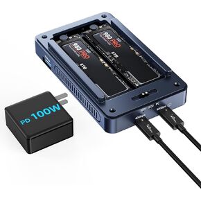 ACASIS 40Gbps M.2 NVMe SSD Enclosure, Cooling Fan, Compatible Thunderbolt 4/3/USB 4.0, Tool-Free, Aluminum Dock Dual Monitor, Support Software RAID, 2 USBC 40Gbps for M1/M2/Windows