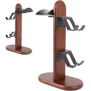 Zopsc Wooden Controller Stand - Gaming Headphone Holder & Organizer - Premium Walnut Desktop Display Stand for 3 Controllers