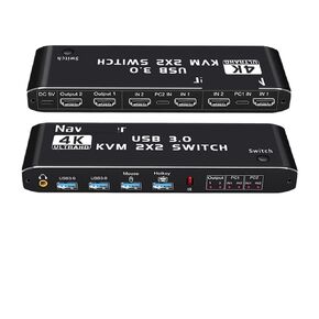 HDMI-Compatible KVM Switch 4K 60Hz 2 Port Dual Monitor USB 3.0 KVM Switch 1080P USB KVM Switcher HDMI with USB 3.0 Port(ZY-AK2)