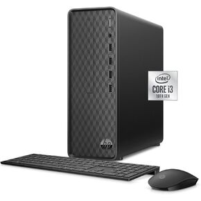HP Slim Desktop, Intel Core i3-10105 Processor, 12GB DDR4 RAM, 512GB PCIe M.2 SSD, HDMI, RJ-45, Wireless Keyboard & Mouse, Wi-Fi, Windows 11 Home, Black