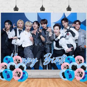 Stray Kids Backdrop 5x3 Vinyl Stray Kids Kpop Birthday Party Supplies Photography Background Picture Photoshoot Cake Table Decor Banner Shoot Drapes Poster