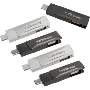 32G/64G/128G/256G Ultra Fast USB 3.0 Flash Drive, Dual Drive Type-C Thumb Drive OTG USB Compatible with Android Smartphone/Tablets/PC/Mac Pro/Car/TV, 5 Pack (32, GB)